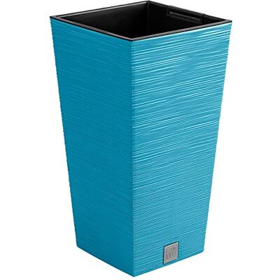 Prosperplast Pot de fleurs bleu scandinave avec réservoir, collection Furu, 34,5 x 34,5 x 66 cm, capacité 24 l. Prosperplast Pot de fleurs bleu scandinave avec réservoir, collection Furu, 34,5 x 34,5 x 66 cm, capacité 24 l.