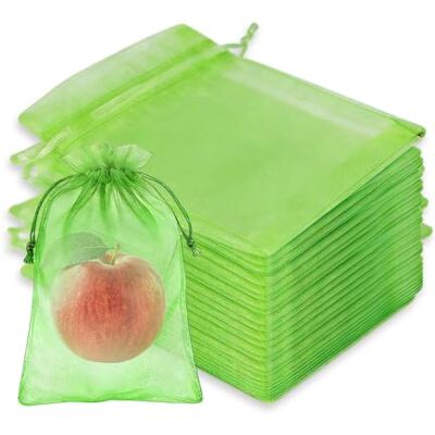 mizikuu Lot de 100 sacs de protection pour raisins, 15 x 20 cm, avec cordon de serrage, en organza, pour protéger les fruits des fraises, des pommes, des tomates, des guêpes, des oiseaux, des mouches mizikuu Lot de 100 sacs de protection pour raisins, 15 x 20 cm, avec cordon de serrage, en organza, pour protéger les fruits des fraises, des pommes, des tomates, des guêpes, des oiseaux, des mouches