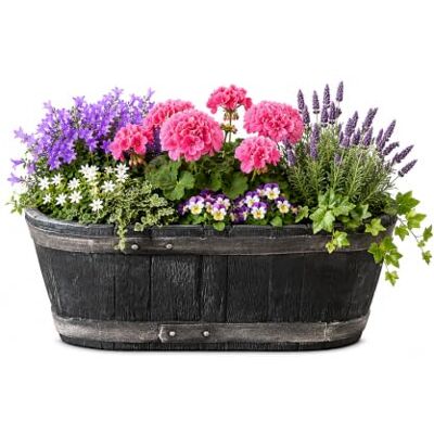 BigDean Tonneau à vin ovale en plastique pour étang de jardin ou étang Longueur 61 cm Largeur 34 cm Hauteur 25 cm BigDean Tonneau à vin ovale en plastique pour étang de jardin ou étang Longueur 61 cm Largeur 34 cm Hauteur 25 cm