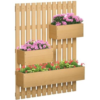 Outsunny Jardinière Murale Potager avec 5 Bacs 60 x 16 x 100 cm Naturel Bacs Amovibles en Bois Massif, Tissu Non Tissé Outsunny Jardinière Murale Potager avec 5 Bacs 60 x 16 x 100 cm Naturel Bacs Amovibles en Bois Massif, Tissu Non Tissé