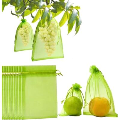 EUZLABBY Lot de 100 sachets de protection pour raisins 20 x 30 cm En organza Avec cordon de serrage Pour protéger les raisins contre les oiseaux de guêpes, mouches au vinaigre de cerise et EUZLABBY Lot de 100 sachets de protection pour raisins 20 x 30 cm En organza Avec cordon de serrage Pour protéger les raisins contre les oiseaux de guêpes, mouches au vinaigre de cerise et