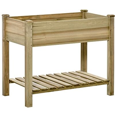 Outsunny Jardinière Surélevée Étagère Bois Trous Drainage 91x51x76cm Vert Outsunny Jardinière Surélevée Étagère Bois Trous Drainage 91x51x76cm Vert