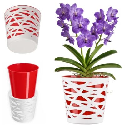 KADAX Pot de fleurs/cache-pot rond en plastique pour fleurs, plantes, balcons, intérieur Jardinière légère, moderne 17 cm Rouge KADAX Pot de fleurs/cache-pot rond en plastique pour fleurs, plantes, balcons, intérieur Jardinière légère, moderne 17 cm Rouge