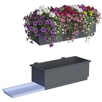 Relaxdays Lot de 2 jardinières pour balcon/balustrade, acier anthracite H x L x P : 17 x 50 x 19 cm, drainage + bac Relaxdays Lot de 2 jardinières pour balcon/balustrade, acier anthracite H x L x P : 17 x 50 x 19 cm, drainage + bac
