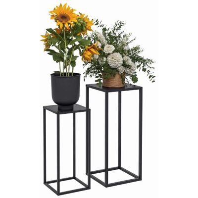 Outsunny Supports Pot de Fleurs 2 Hauteurs Lot de 2 58,5 et 65 cm Noir Supports pour Plantes Encastrables, Structure en Acier, Design Scandinave Outsunny Supports Pot de Fleurs 2 Hauteurs Lot de 2 58,5 et 65 cm Noir Supports pour Plantes Encastrables, Structure en Acier, Design Scandinave