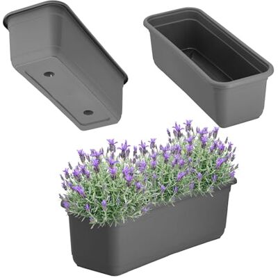 KADAX Jardinière 40 cm anthracite – Jardinière de balcon en plastique de qualité supérieure pour intérieur et extérieur, pot de fleurs pour balcon, terrasse, rebord de fenêtre KADAX Jardinière 40 cm anthracite – Jardinière de balcon en plastique de qualité supérieure pour intérieur et extérieur, pot de fleurs pour balcon, terrasse, rebord de fenêtre