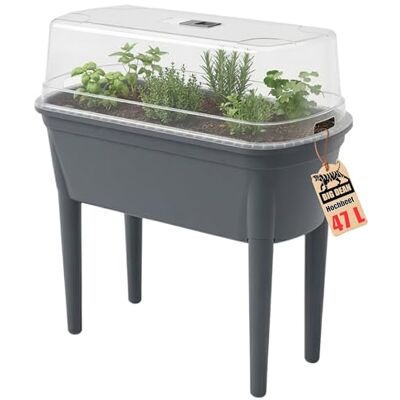 BigDean Jardinière surélevée avec pieds amovibles et couvercle 78 x 82 x 37 Pour jardin et balcon, en plastique robuste, anthracite, résistant aux intempéries, 78 x 82 x 37 cm BigDean Jardinière surélevée avec pieds amovibles et couvercle 78 x 82 x 37 Pour jardin et balcon, en plastique robuste, anthracite, résistant aux intempéries, 78 x 82 x 37 cm