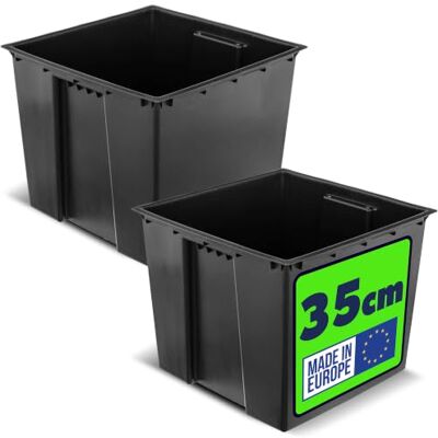 KADAX Lot de 2 inserts de 35 cm pour pot de fleurs, insert en plastique noir avec poignées de transport pour pots de fleurs, pot intérieur KADAX Lot de 2 inserts de 35 cm pour pot de fleurs, insert en plastique noir avec poignées de transport pour pots de fleurs, pot intérieur