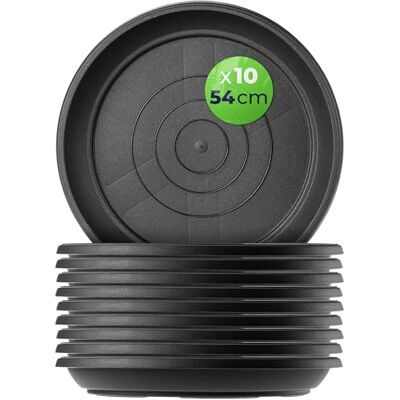 KADAX Lot de 10 soucoupes rondes, diamètre : 54 cm, en plastique, pour l'intérieur et l'extérieur, accessoires pour pots de fleurs et pots de plantes, anthracite KADAX Lot de 10 soucoupes rondes, diamètre : 54 cm, en plastique, pour l'intérieur et l'extérieur, accessoires pour pots de fleurs et pots de plantes, anthracite