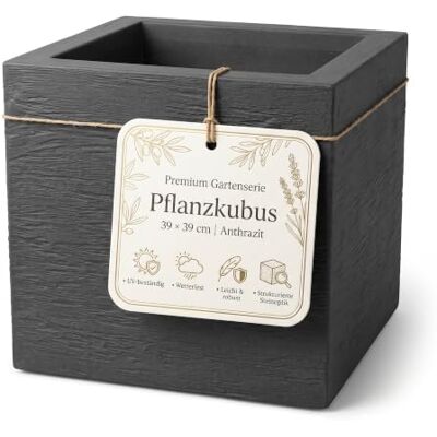 BigDean Grand pot de fleurs carré pour l'extérieur 39 x 39 cm Fabriqué en Europe BigDean Grand pot de fleurs carré pour l'extérieur 39 x 39 cm Fabriqué en Europe