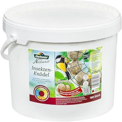 Dehner Natura Premium Lot de 100 boules de graisse sans filet pour oiseaux sauvages riches en protéines/énergétiques Nourriture pour oiseaux sauvages Seau de 100 boules de 90 g Dehner Natura Premium Lot de 100 boules de graisse sans filet pour oiseaux sauvages riches en protéines/énergétiques Nourriture pour oiseaux sauvages Seau de 100 boules de 90 g