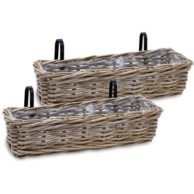 Spetebo Lot de 2 jardinières de balcon en rotin naturel 60 x 20 cm Panier à plantes en osier avec support Jardinière pour balcon et jardin Panier à fleurs à suspendre à la balustrade Spetebo Lot de 2 jardinières de balcon en rotin naturel 60 x 20 cm Panier à plantes en osier avec support Jardinière pour balcon et jardin Panier à fleurs à suspendre à la balustrade