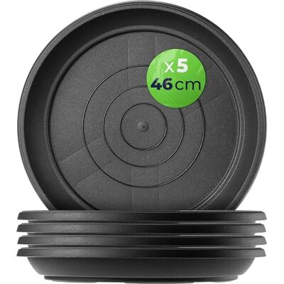 KADAX Lot de 5 soucoupes rondes pour pot de fleurs Diamètre : 46 cm En plastique Pour l'intérieur et l'extérieur Accessoires pour pots de fleurs et pots de plantes (anthracite) KADAX Lot de 5 soucoupes rondes pour pot de fleurs Diamètre : 46 cm En plastique Pour l'intérieur et l'extérieur Accessoires pour pots de fleurs et pots de plantes (anthracite)