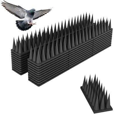 Relaxdays Lot de 20 pics anti-oiseaux pour balcon, toit, 3 rangées, chaque panneau H : 3,5 x 42,5 x 4 cm, répulsif contre les pigeons, PP, noir Relaxdays Lot de 20 pics anti-oiseaux pour balcon, toit, 3 rangées, chaque panneau H : 3,5 x 42,5 x 4 cm, répulsif contre les pigeons, PP, noir