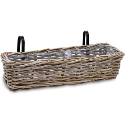 Spetebo Jardinière de balcon en rotin naturel 60 x 20 cm Panier à plantes en osier avec support Pour balcon et jardin Jardinière à suspendre sur les balustrades Spetebo Jardinière de balcon en rotin naturel 60 x 20 cm Panier à plantes en osier avec support Pour balcon et jardin Jardinière à suspendre sur les balustrades