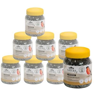 Dehner Natura Premium Nourriture pour oiseaux sauvages, suif de bœuf dans un bocal, graines de tournesol, nourriture toute l'année riche en énergie/sans sucre, nourriture pour oiseaux sauvages, 8 x Dehner Natura Premium Nourriture pour oiseaux sauvages, suif de bœuf dans un bocal, graines de tournesol, nourriture toute l'année riche en énergie/sans sucre, nourriture pour oiseaux sauvages, 8 x