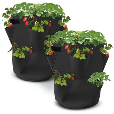 Spetebo Lot de 2 sacs de plantation de fraises 45 x 35 cm Pour fraises et smunes, jardin, balcon, plantes, ail, herbes aromatiques Spetebo Lot de 2 sacs de plantation de fraises 45 x 35 cm Pour fraises et smunes, jardin, balcon, plantes, ail, herbes aromatiques