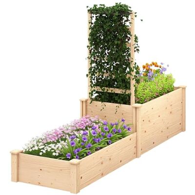 Outsunny Jardinière avec Treillis 222 x 63 x 132 cm Effet Bois Naturel Outsunny Jardinière avec Treillis 222 x 63 x 132 cm Effet Bois Naturel
