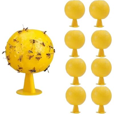 MLordoarf Lot de 8 pièges à mouches pour mouches à fruits, jaunes, boules d'insectes collantes, naturelles et respectueuses de l'environnement, pour mouches des fruits, fourmis, moustiques et MLordoarf Lot de 8 pièges à mouches pour mouches à fruits, jaunes, boules d'insectes collantes, naturelles et respectueuses de l'environnement, pour mouches des fruits, fourmis, moustiques et