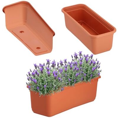 KADAX Jardinière 40 cm, terre cuite, jardinière de balcon, en plastique de qualité supérieure, pour intérieur et extérieur, pot de fleurs pour balcon, terrasse, rebord de fenêtre KADAX Jardinière 40 cm, terre cuite, jardinière de balcon, en plastique de qualité supérieure, pour intérieur et extérieur, pot de fleurs pour balcon, terrasse, rebord de fenêtre