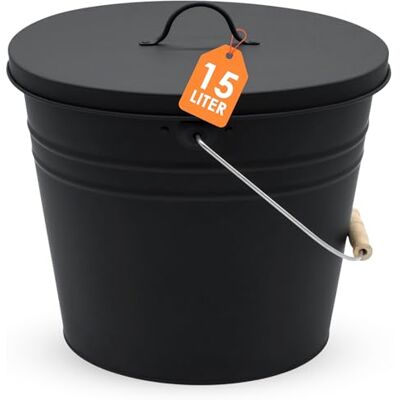 Spetebo Seau à cendres en zinc ovale avec poignée en bois et couvercle 15 l Noir Seau en métal pour planter ou transporter Décoration de jardin Seau à cendres Seau à glace Seau à champagne Spetebo Seau à cendres en zinc ovale avec poignée en bois et couvercle 15 l Noir Seau en métal pour planter ou transporter Décoration de jardin Seau à cendres Seau à glace Seau à champagne