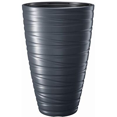 Prosperplast Maze DPMZ400 Pot de fleurs, 2 en 1, avec bac à plantes, rond, en plastique, diamètre :37,5 cm, hauteur : 57,9 cm, anthracite Prosperplast Maze DPMZ400 Pot de fleurs, 2 en 1, avec bac à plantes, rond, en plastique, diamètre :37,5 cm, hauteur : 57,9 cm, anthracite
