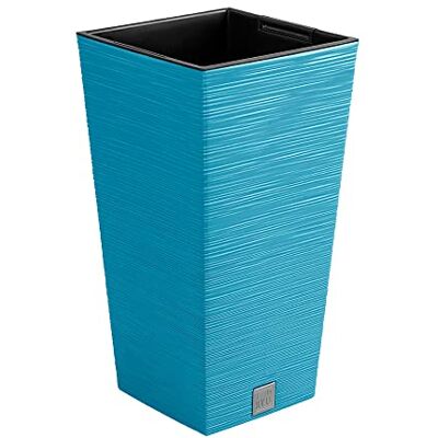 Prosperplast Pot de fleurs bleu scandinave avec réservoir, collection Furu, 20 x 20 x 38 cm, capacité de 5 l. Prosperplast Pot de fleurs bleu scandinave avec réservoir, collection Furu, 20 x 20 x 38 cm, capacité de 5 l.