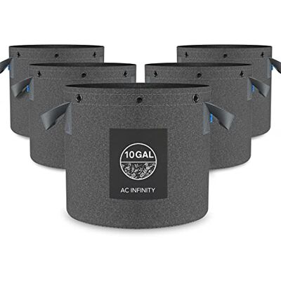 Infinity Lot de 5 pots en tissu robuste de 37 litres avec tissu non tissé épais de 500 g et anneaux multi-usages, pour la formation de plantes à faible stress, fruits, légumes et fleurs Infinity Lot de 5 pots en tissu robuste de 37 litres avec tissu non tissé épais de 500 g et anneaux multi-usages, pour la formation de plantes à faible stress, fruits, légumes et fleurs