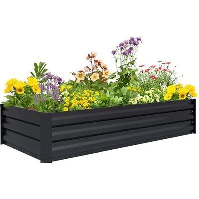 Outsunny Jardinière Rectangulaire Bac à Fleurs 150x70x30cm Noir Outsunny Jardinière Rectangulaire Bac à Fleurs 150x70x30cm Noir