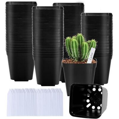 JEDWKFA 100 Pcs Pots pour Semis, Godets Semis, Pot Semis Plastique, Pot de Repiquage, Mit 100 PC Weißem Etikett, Pot Plastique Plante, pour Succulentes, Légumes, Jardins Intérieure JEDWKFA 100 Pcs Pots pour Semis, Godets Semis, Pot Semis Plastique, Pot de Repiquage, Mit 100 PC Weißem Etikett, Pot Plastique Plante, pour Succulentes, Légumes, Jardins Intérieure
