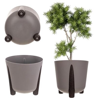 KADAX Cache-pot avec insert intérieur, pot de fleurs rond en plastique, pot de fleurs décoratif pour l'intérieur et l'extérieur Beige foncé 30 cm KADAX Cache-pot avec insert intérieur, pot de fleurs rond en plastique, pot de fleurs décoratif pour l'intérieur et l'extérieur Beige foncé 30 cm