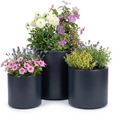 Prosperplast HEOS Pot de fleurs avec insert, en plastique robuste, pour l'intérieur et l'extérieur, résistant aux UV et au gel, anthracite, 46,8 x 45 cm Prosperplast HEOS Pot de fleurs avec insert, en plastique robuste, pour l'intérieur et l'extérieur, résistant aux UV et au gel, anthracite, 46,8 x 45 cm