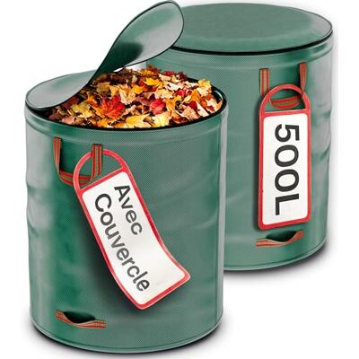 Praknu 2 Sacs Jardin Déchets Verts 500 L – Sac Végétaux – Sac Jardinage Avec couvercle, 4 poignées résistantes, stables et pliables, énorme contenance, réutilisables longtemps, 500 L Praknu 2 Sacs Jardin Déchets Verts 500 L – Sac Végétaux – Sac Jardinage Avec couvercle, 4 poignées résistantes, stables et pliables, énorme contenance, réutilisables longtemps, 500 L