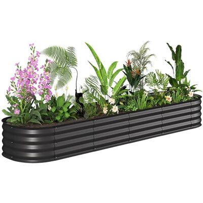 Outsunny Jardinière surélevée carré Potager de Jardin en Acier modulable pour légumes, Plantes, Fleurs, dim. 240 x 62 x 30cm, Noir Outsunny Jardinière surélevée carré Potager de Jardin en Acier modulable pour légumes, Plantes, Fleurs, dim. 240 x 62 x 30cm, Noir