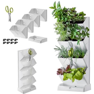 KADAX Jardinière verticale en plastique robuste Pot colonne avec socle en 2 variantes de couleurs Jardin d'herbes aromatiques pour balcon, terrasse, cuisine et jardin (blanc) KADAX Jardinière verticale en plastique robuste Pot colonne avec socle en 2 variantes de couleurs Jardin d'herbes aromatiques pour balcon, terrasse, cuisine et jardin (blanc)