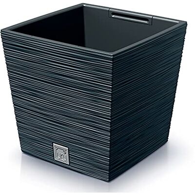 Prosperplast Pot de fleurs anthracite avec bac, collection Furu, 29,5 x 29,5 x 29 cm, capacité 14 L. Prosperplast Pot de fleurs anthracite avec bac, collection Furu, 29,5 x 29,5 x 29 cm, capacité 14 L.