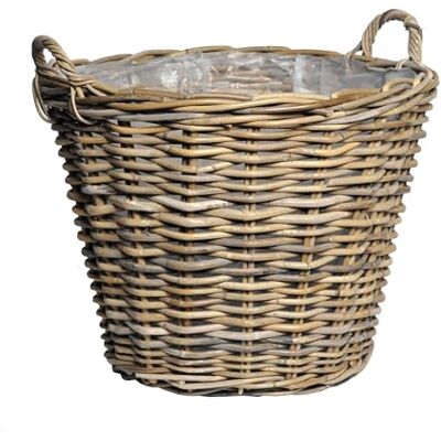 Spetebo Panier à plantes en rotin naturel avec anses – 42 cm – Décoration de jardin en osier tressé avec film Spetebo Panier à plantes en rotin naturel avec anses – 42 cm – Décoration de jardin en osier tressé avec film
