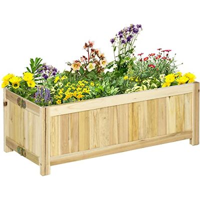 Outsunny Jardinière sur Pied Pliable Bac à Fleurs 70x30x25cm Naturel Outsunny Jardinière sur Pied Pliable Bac à Fleurs 70x30x25cm Naturel