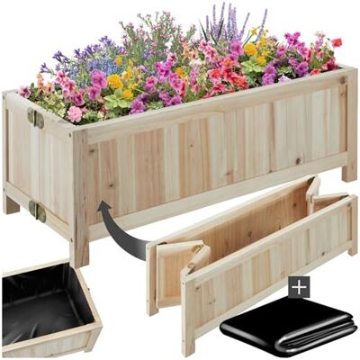 tectake ® Jardinière surélevée Incl. film d'étanchéité Bac de culture, 70x30x25 cm Bac de potager respectueux du dos, bac de jardin surélevé Pré-assemblé et pliable tectake ® Jardinière surélevée Incl. film d'étanchéité Bac de culture, 70x30x25 cm Bac de potager respectueux du dos, bac de jardin surélevé Pré-assemblé et pliable