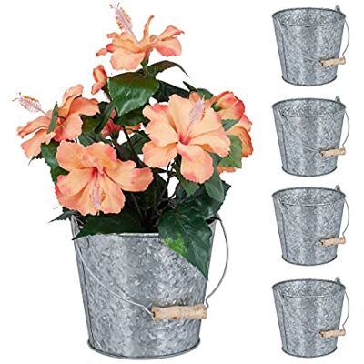 Relaxdays 10037398 Lot de 5 pots à herbes en zinc galvanisé avec anse Argenté Relaxdays 10037398 Lot de 5 pots à herbes en zinc galvanisé avec anse Argenté