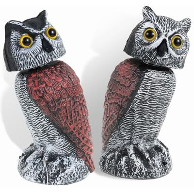 HuhWafee Répulsif anti-oiseaux en forme de chouette qui tourne la tête avec le vent En plastique Décoration pour jardins, cours, balcons, terrasses Efficace HuhWafee Répulsif anti-oiseaux en forme de chouette qui tourne la tête avec le vent En plastique Décoration pour jardins, cours, balcons, terrasses Efficace