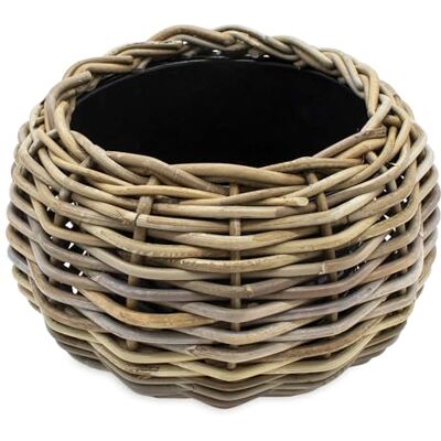 Spetebo Pot de fleurs en rotin avec insert en plastique – 29 x 19 cm – Décoration de jardin shabby naturel – Drypot en osier tressé pour plantes Spetebo Pot de fleurs en rotin avec insert en plastique – 29 x 19 cm – Décoration de jardin shabby naturel – Drypot en osier tressé pour plantes