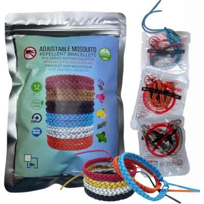 Mh Mediterraneanhabitat Pack de 12 Bracelets Anti-Moustiques en Cuir Tressé Bracelets Répulsifs d'Insectes Naturels aux Huiles Essentielles Sachets Individuels Sans DEET Mh Mediterraneanhabitat Pack de 12 Bracelets Anti-Moustiques en Cuir Tressé Bracelets Répulsifs d'Insectes Naturels aux Huiles Essentielles Sachets Individuels Sans DEET