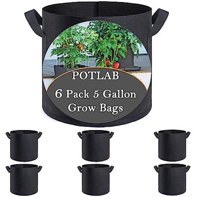 POTLAB Lot de 6 sacs de culture de 5 gallons en tissu intelligents pour le jardinage en conteneur, sacs de culture en tissu pour plantes et sacs de plantation, sacs de rempotage avec poignée. POTLAB Lot de 6 sacs de culture de 5 gallons en tissu intelligents pour le jardinage en conteneur, sacs de culture en tissu pour plantes et sacs de plantation, sacs de rempotage avec poignée.