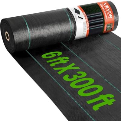 VEVOR Tissu de protection contre les mauvaises herbes en polypropylène tissé pour aménagement paysager, couverture de sol, tapis anti-mauvaises herbes, noir, 1,8 x 90,1 m VEVOR Tissu de protection contre les mauvaises herbes en polypropylène tissé pour aménagement paysager, couverture de sol, tapis anti-mauvaises herbes, noir, 1,8 x 90,1 m