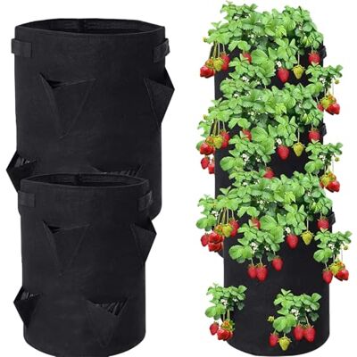 YUEcthynous Lot de 2 sacs de plantation circulaires pour culture de plantes, plateau de plantation en tissus non tissés de grande capacité, plateau de plantation avec poignées, convient pour tomates YUEcthynous Lot de 2 sacs de plantation circulaires pour culture de plantes, plateau de plantation en tissus non tissés de grande capacité, plateau de plantation avec poignées, convient pour tomates