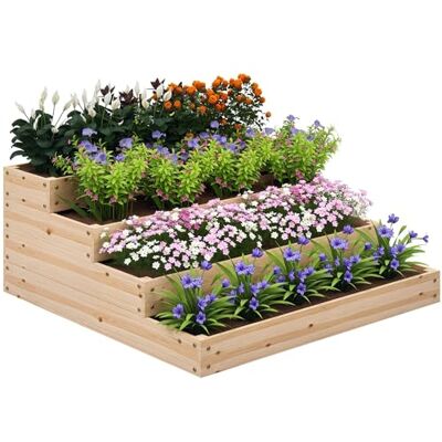 Outsunny Carré Potager de Jardin, jardinière en Bois Massif, lit de Jardin surélevé, sans Fond, 4 étages, pour Herbes légumes Fruits Fleurs, 113 x 113 x 46 cm, Bois Naturel Outsunny Carré Potager de Jardin, jardinière en Bois Massif, lit de Jardin surélevé, sans Fond, 4 étages, pour Herbes légumes Fruits Fleurs, 113 x 113 x 46 cm, Bois Naturel