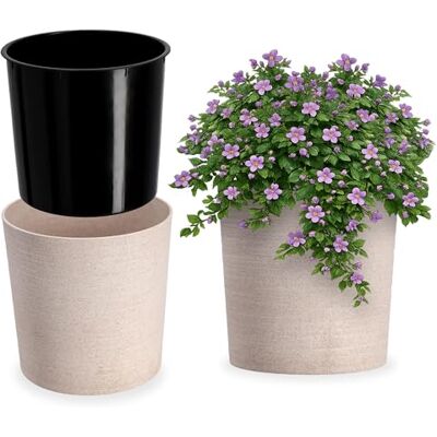 KADAX Pot de fleurs avec copeaux de bois Élégant pot avec insert Pot de jardin, pot de fleurs, protection pour le salon, le bureau (diamètre 30 cm, crème) KADAX Pot de fleurs avec copeaux de bois Élégant pot avec insert Pot de jardin, pot de fleurs, protection pour le salon, le bureau (diamètre 30 cm, crème)