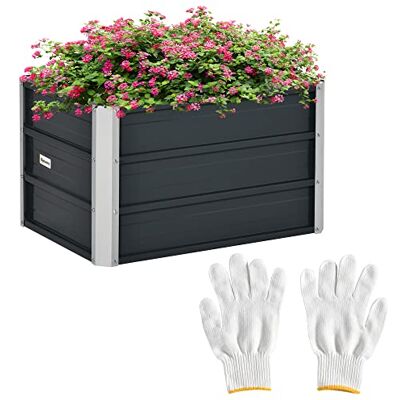 Outsunny Carré Potager rectangulaire, lit de Jardin surélevé en Acier galvanisé, Fond Ouvert, jardinière Conception Extra Profonde, 66 x 47 x 40 cm, Gris foncé Outsunny Carré Potager rectangulaire, lit de Jardin surélevé en Acier galvanisé, Fond Ouvert, jardinière Conception Extra Profonde, 66 x 47 x 40 cm, Gris foncé