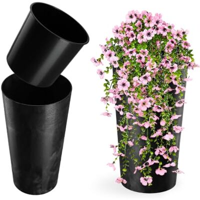 KADAX Pot de Fleurs Rond avec Doublure Ø30x57.5cm, env. 8L, Béton Noir Béton Moderne Intérieur Extérieur KADAX Pot de Fleurs Rond avec Doublure Ø30x57.5cm, env. 8L, Béton Noir Béton Moderne Intérieur Extérieur